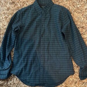 Rag & Bone Men's navy and Green Plaid Button-Up Shirt size M
